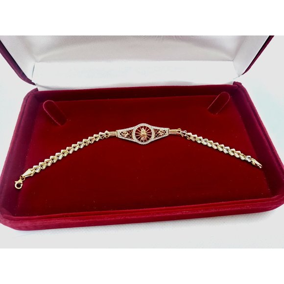 14k REAL GOLD women's Bracelets Guadalupe Circles or Rings pave - Picture 11 of 16